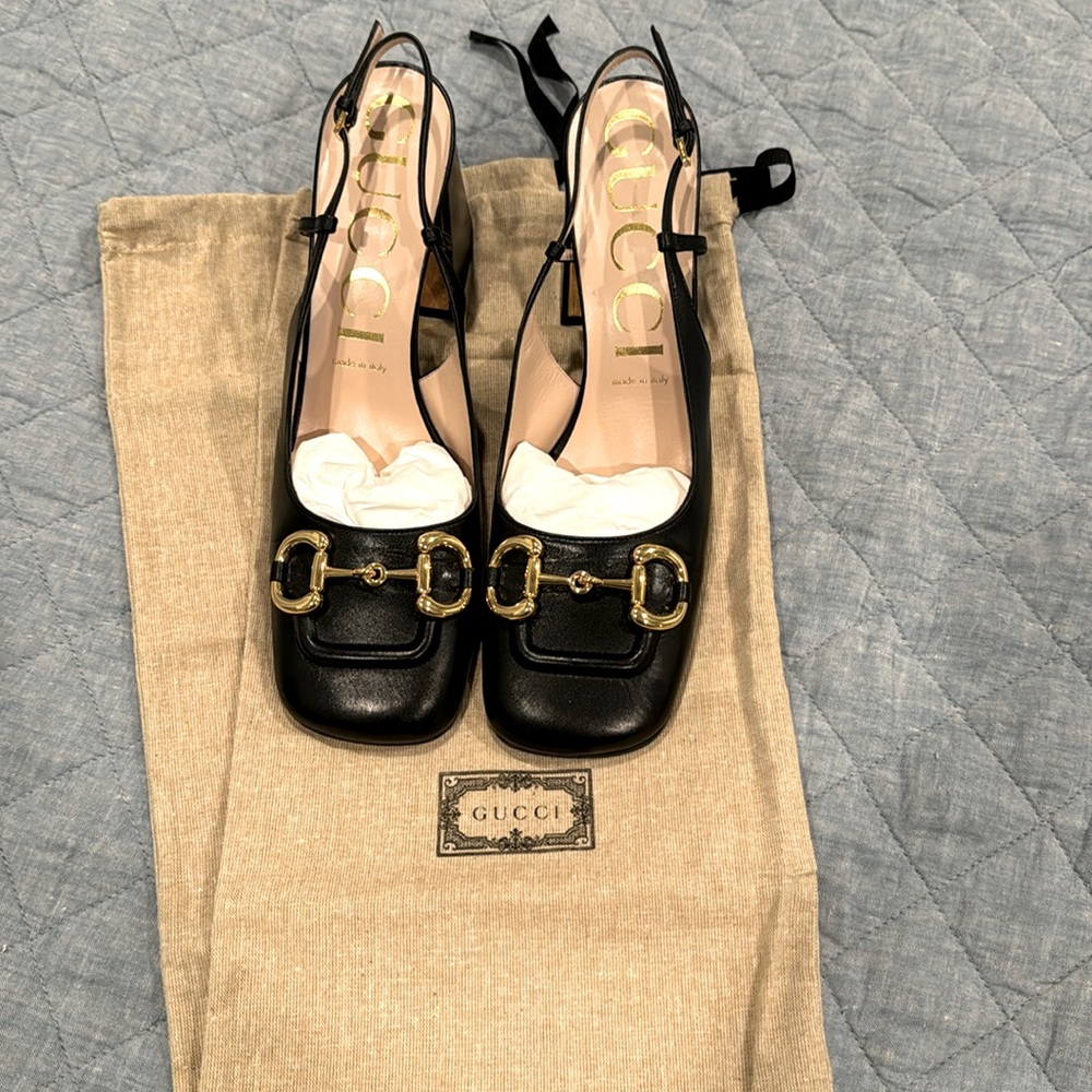 Gucci Horesebit Slingback Heels Sz 40.5